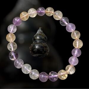 Elegant Purple and Yellow Beaded Bracelet